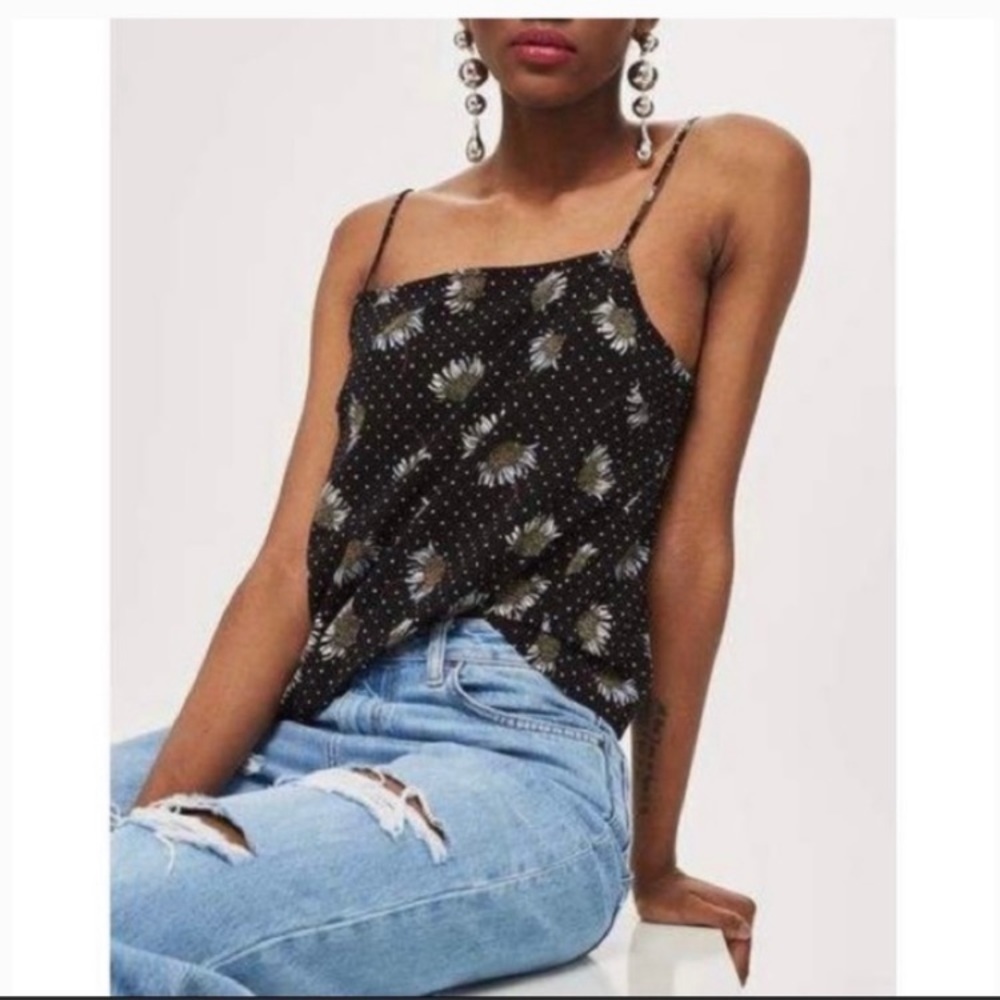 Topshop Daisy and Polka Dot Print Camisole Tank